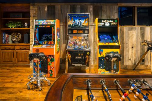 Video arcades in a basement